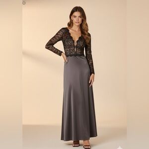 NWT Basix Black Label Lace Black MOB Prom Party Cocktail Gown 8